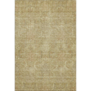 HomeRoots 10' x 14' Wheat and Beige Damask Area Rug - Washable, UV Protected, Durable for Busy Homes & Pets 683902