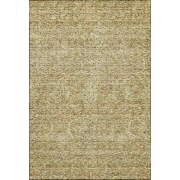 HomeRoots 10' x 14' Wheat and Beige Damask Area Rug - Washable, UV Protected, Durable for Busy Homes & Pets 683902