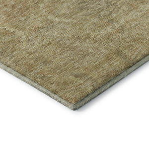 HomeRoots 10' x 14' Wheat and Beige Damask Area Rug - Washable, UV Protected, Durable for Busy Homes & Pets 683902