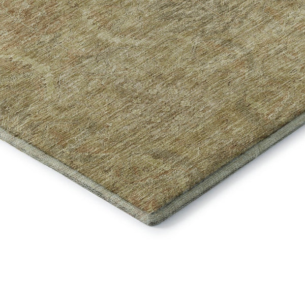 HomeRoots 10' x 14' Wheat and Beige Damask Area Rug - Washable, UV Protected, Durable for Busy Homes & Pets 683902