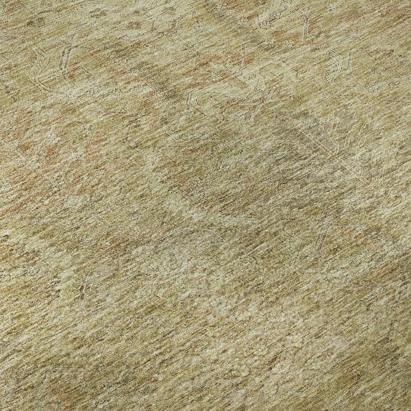 HomeRoots 10' x 14' Wheat and Beige Damask Area Rug - Washable, UV Protected, Durable for Busy Homes & Pets 683902