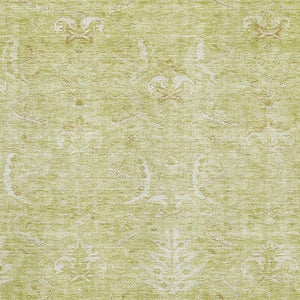 HomeRoots 5' X 8' Artichoke Green Damask Area Rug – Stylish, Washable, Stain-Resistant with UV Protection! 683904