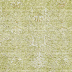 HomeRoots 8' X 10' Artichoke Green Damask Area Rug – Stylish, Washable, UV-Protected for High Traffic Homes! 683906