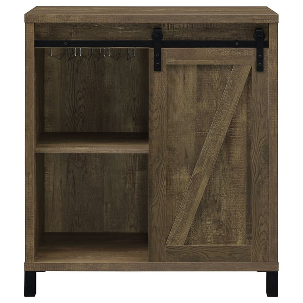 English Elm Arcata Farmhouse Bar Cabinet with Sliding Barn Door Wine Rack and Stemware Storage B062P440252