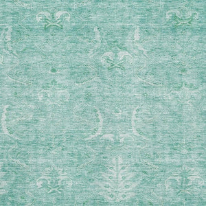HomeRoots 8' X 10' Stylish Aqua and Ivory Damask Washable Area Rug with UV Protection for Family Spaces 683912