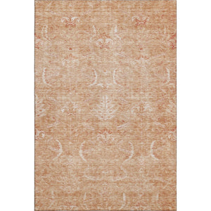 HomeRoots 10' X 14' Salmon and Ivory Damask Washable Area Rug - Durable, UV Protected, and Elegant Design! 683920
