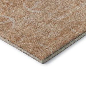 HomeRoots 10' X 14' Salmon and Ivory Damask Washable Area Rug - Durable, UV Protected, and Elegant Design! 683920