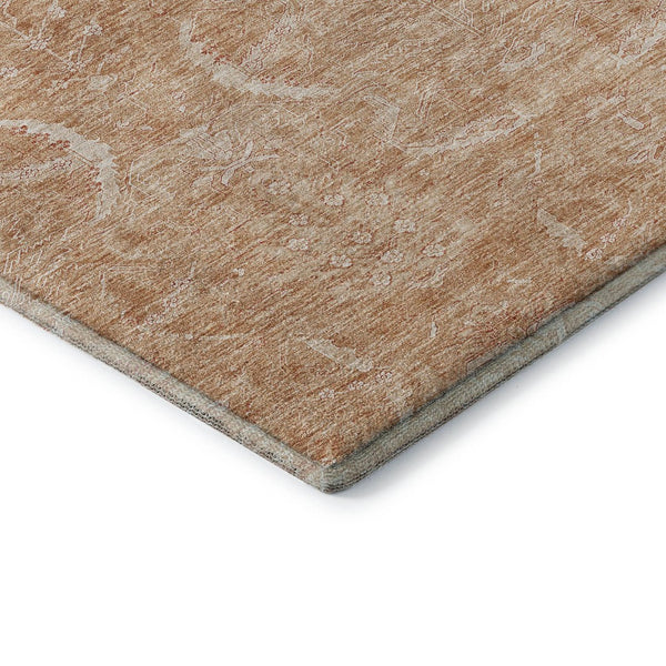 HomeRoots 10' X 14' Salmon and Ivory Damask Washable Area Rug - Durable, UV Protected, and Elegant Design! 683920