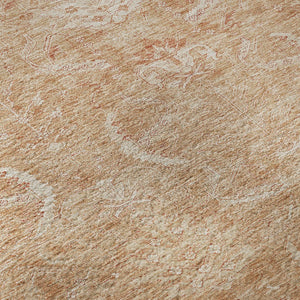 HomeRoots 10' X 14' Salmon and Ivory Damask Washable Area Rug - Durable, UV Protected, and Elegant Design! 683920