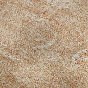 HomeRoots 10' X 14' Salmon and Ivory Damask Washable Area Rug - Durable, UV Protected, and Elegant Design! 683920