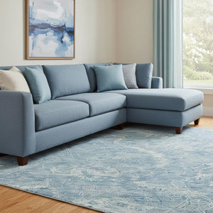HomeRoots 8' X 10' Sky Blue Damask Washable Area Rug with UV Protection - Durable, Stylish, Easy Care for Homes 683924