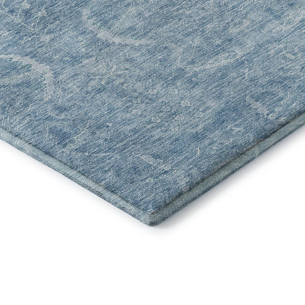 HomeRoots 9' X 12' Elegant Sky Blue and Ivory Damask Washable Area Rug with UV Protection for Modern Homes 683925