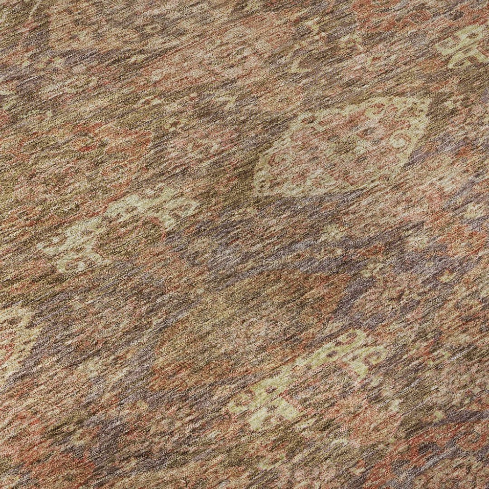 HomeRoots 9' X 12' Stylish Brown and Beige Damask Area Rug - Washable, UV Protected for High-Traffic Areas 683931