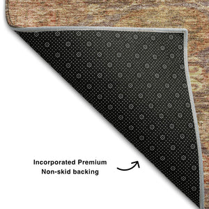 HomeRoots 10' X 14' Brown and Beige Damask Area Rug - Washable, UV Protected, Stain Resistant for Busy Homes 683932