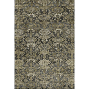 HomeRoots 5' X 8' Charcoal & Gray Damask Area Rug - Washable, UV-Protected, Durable Design for Every Home 683934