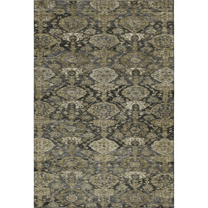 HomeRoots 5' X 8' Charcoal & Gray Damask Area Rug - Washable, UV-Protected, Durable Design for Every Home 683934