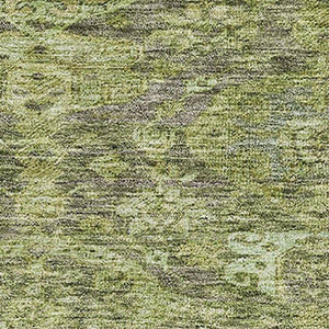 HomeRoots 5' X 8' Green and Gray Damask Area Rug – Washable, UV Protected, Stylish, Durable for High-Traffic Spaces 683940