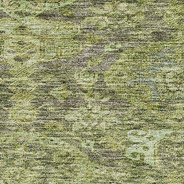 HomeRoots 5' X 8' Green and Gray Damask Area Rug – Washable, UV Protected, Stylish, Durable for High-Traffic Spaces 683940