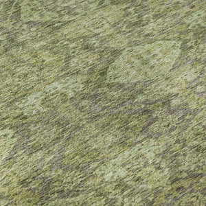 HomeRoots 8' Timeless Green and Gray Damask Washable Round Rug with UV Protection for Elegant Spaces 683941