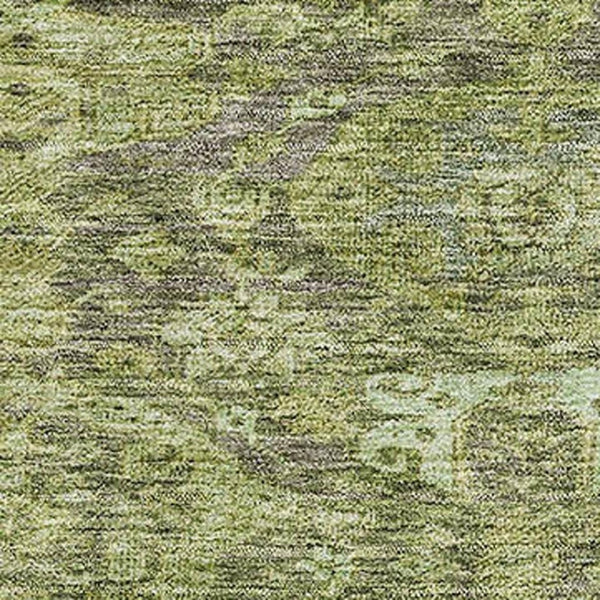 HomeRoots 8' X 10' Elegant Green and Gray Damask Washable Area Rug with UV Protection for Busy Homes 683942