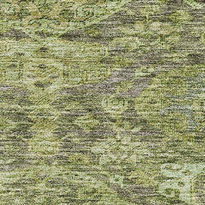 HomeRoots 10' Green and Gray Damask Area Rug - Washable, UV-Protected, Perfect for High-Traffic Family Spaces! 683944