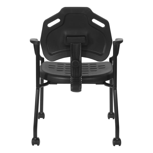 OSP Home Furnishings Guest Chair with Urethane Shell Lumbar Support and Casters for Office Reception Areas KH81392