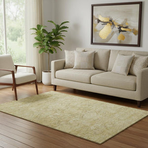 HomeRoots 5' X 8' Wheat And Beige Damask Area Rug – Stylish, Washable & UV-Protected for Any Space 683952