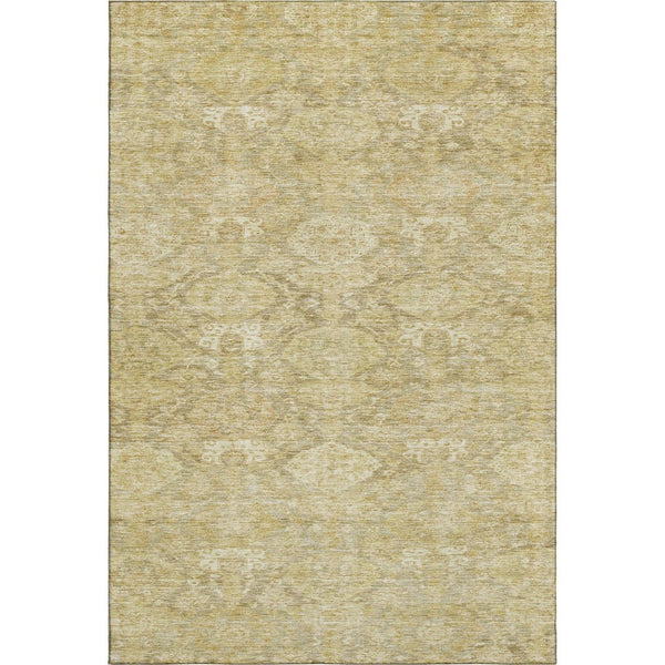 HomeRoots 5' X 8' Wheat And Beige Damask Area Rug – Stylish, Washable & UV-Protected for Any Space 683952