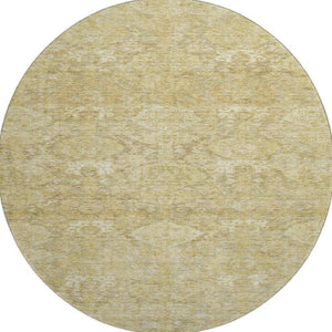 HomeRoots 8' Wheat and Beige Damask Round Rug – Washable, UV Protected, Stain-Resistant for Busy Homes 683953