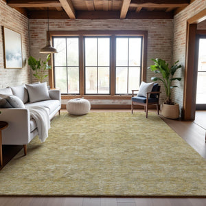 HomeRoots 8' X 10' Wheat and Beige Damask Area Rug - Stylish, Washable, UV-Protected, Ideal for Busy Homes 683954