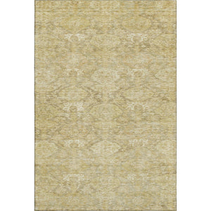HomeRoots 8' X 10' Wheat and Beige Damask Area Rug - Stylish, Washable, UV-Protected, Ideal for Busy Homes 683954