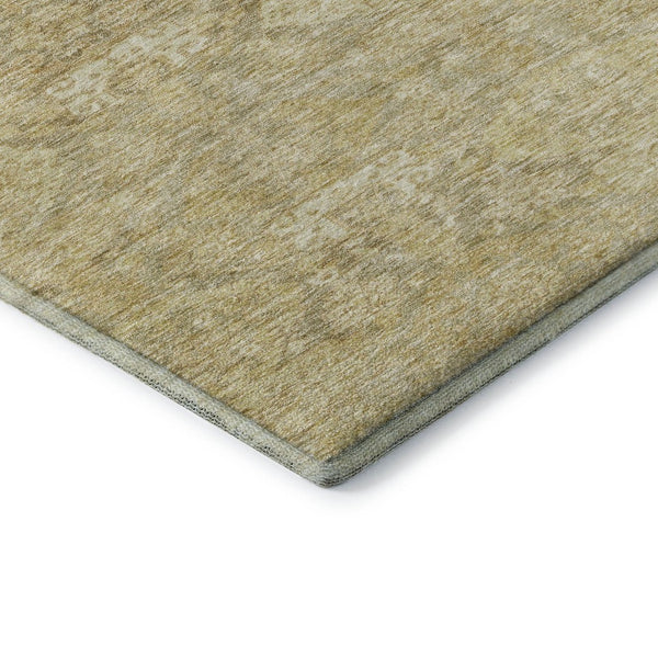 HomeRoots 8' X 10' Wheat and Beige Damask Area Rug - Stylish, Washable, UV-Protected, Ideal for Busy Homes 683954