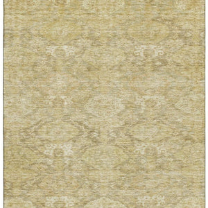 HomeRoots 8' X 10' Wheat and Beige Damask Area Rug - Stylish, Washable, UV-Protected, Ideal for Busy Homes 683954