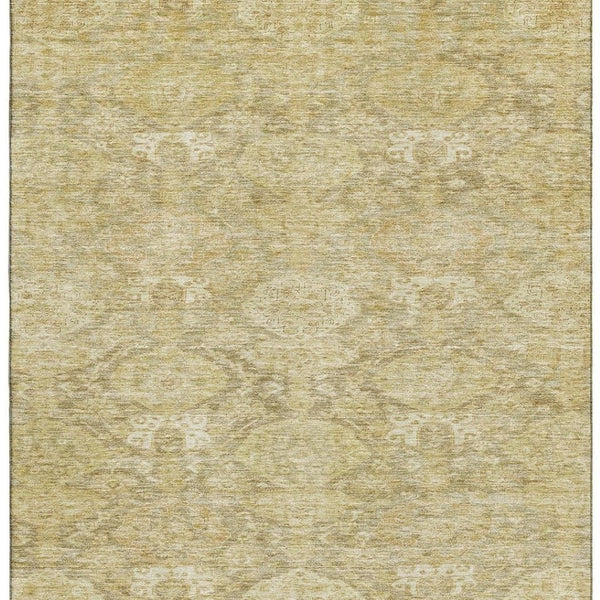 HomeRoots 8' X 10' Wheat and Beige Damask Area Rug - Stylish, Washable, UV-Protected, Ideal for Busy Homes 683954