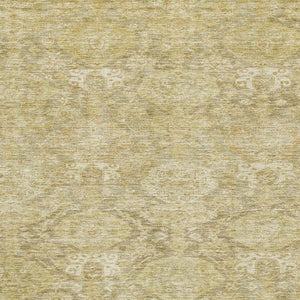 HomeRoots 9' X 12' Wheat and Beige Damask Area Rug - Washable, UV-Protected, Stylish for Homes with Kids & Pets 683955