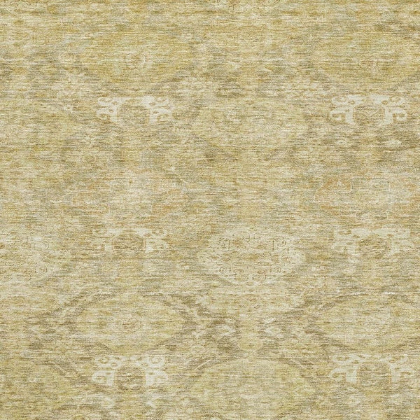 HomeRoots 9' X 12' Wheat and Beige Damask Area Rug - Washable, UV-Protected, Stylish for Homes with Kids & Pets 683955