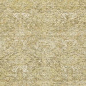 HomeRoots 10' Wheat and Beige Damask Area Rug - Washable, UV Protected, Durable Design for Busy Homes 683956