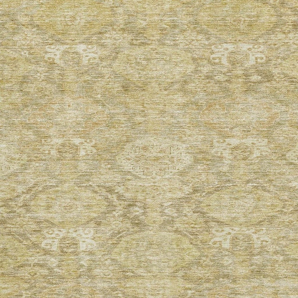 HomeRoots 10' Wheat and Beige Damask Area Rug - Washable, UV Protected, Durable Design for Busy Homes 683956