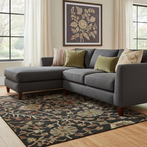 HomeRoots 8' X 10' Stylish Black Copper & Red Floral Washable Area Rug with UV Protection & Stain Resistance 683960