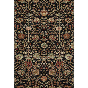 HomeRoots 10' X 14' Floral Area Rug in Black, Copper & Red - Washable, UV Protected, Stain Resistant Design! 683962
