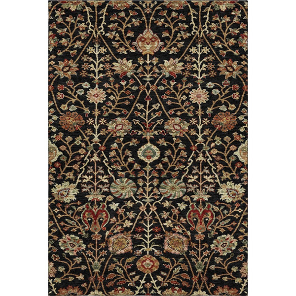 HomeRoots 10' X 14' Floral Area Rug in Black, Copper & Red - Washable, UV Protected, Stain Resistant Design! 683962