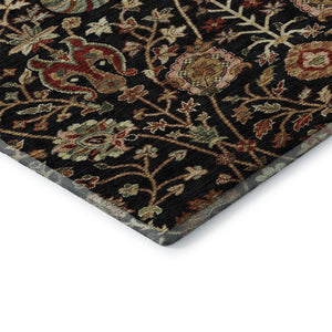 HomeRoots 10' X 14' Floral Area Rug in Black, Copper & Red - Washable, UV Protected, Stain Resistant Design! 683962