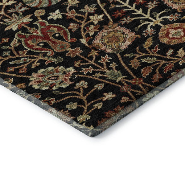 HomeRoots 10' X 14' Floral Area Rug in Black, Copper & Red - Washable, UV Protected, Stain Resistant Design! 683962