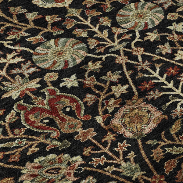 HomeRoots 10' X 14' Floral Area Rug in Black, Copper & Red - Washable, UV Protected, Stain Resistant Design! 683962