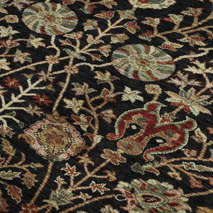 HomeRoots 10' X 14' Floral Area Rug in Black, Copper & Red - Washable, UV Protected, Stain Resistant Design! 683962