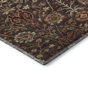 HomeRoots 5' X 8' Chocolate Red & Copper Floral Area Rug – Stain-Resistant, Washable, UV-Protected Beauty! 683964