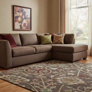 HomeRoots 8' X 10' Floral Area Rug in Chocolate Red & Copper – Washable, UV-Protected & Stain Resistant Design! 683966