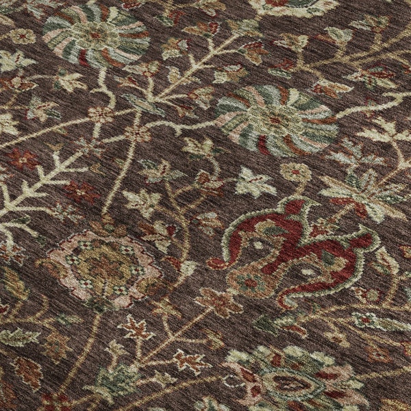 HomeRoots 8' X 10' Floral Area Rug in Chocolate Red & Copper – Washable, UV-Protected & Stain Resistant Design! 683966