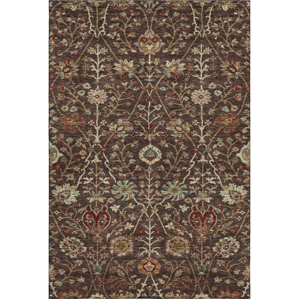 HomeRoots 10' X 14' Floral Washable Area Rug in Chocolate Red & Copper – Durable, UV Protected & Stylish Design 683968