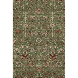 HomeRoots 5' X 8' Washable Floral Area Rug in Fern Green, Red, Ivory - UV Protected, Durable, Kid & Pet Friendly 683970